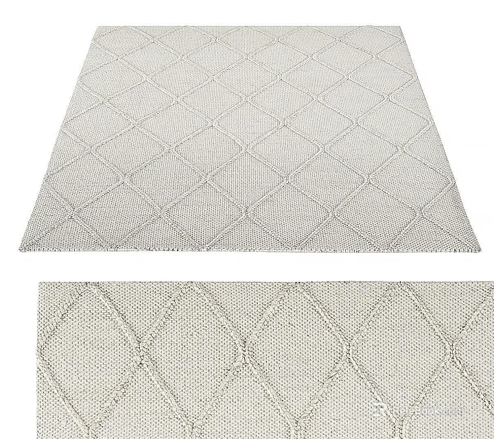 Square Beige Rug With Intricate Geometric Diamond Pattern For Home Decor 3d model