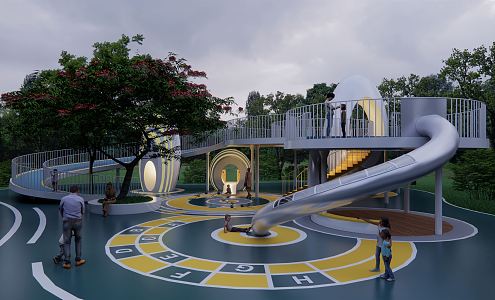 Modern children's play area 3d model