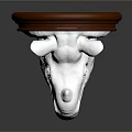 Silver Rhinoceros Head Decorative Furniture Accent With Brown Round Base