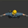 Construction Workwear With Yellow Hard Hat Blue Shirt White Gloves And Beige Pants