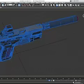Futuristic Weapon Pistol With Black Body Red Accents And Tactical Scope