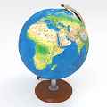 Decorative Globe Ornament Set With Wooden Base And Metal Stand