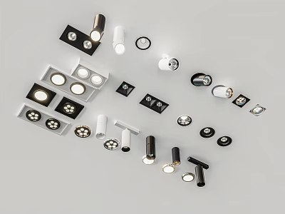 Modern Downlights and Spotlights With Various Styles Black White Finishes and Sleek Designs 3d model