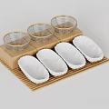 Wooden Display Shelf with Metal Wire Baskets and White Fabric Containers