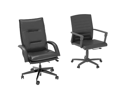 Modern Black Office Chairs For Office Use With Swivel Base Armrests And Rolling Wheels 3d model