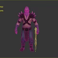 Fantasy Warrior Man With Blue Hair Beard Spiked Shoulder Armor And Weapon