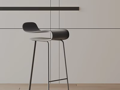 Modern Minimalist Bar Stool With Black Seat And Metal Legs For Home Bar Design 3d model