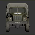 Green Military Truck With Canvas Covered Cargo Area White V Markings And Six Wheel Design