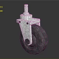 Industrial Caster Wheel With Gray Rubber Tire And White Metal Bracket