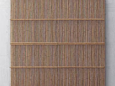 Modern Bamboo Room Divider With Vertical Slats And Horizontal Rails For Interior Design 3d model