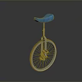 Modern Blue Seat Unicycle Featuring Metal Frame And Single Wheel Structure