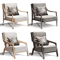 Modern Accent Chairs With Wooden Frame Light Dark Gray Upholstered Seats And Accent Pillows