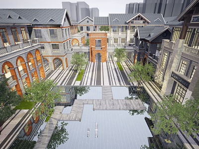 New Chinese Commercial Street Architecture of the Republic of China 3d model