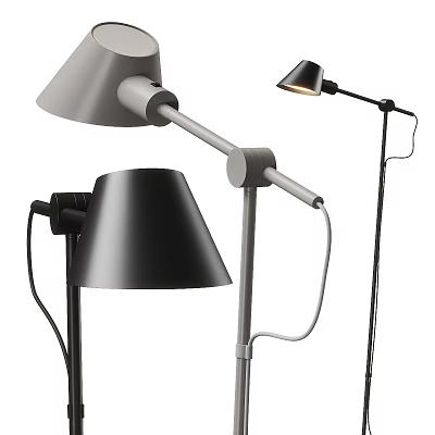 Modern Floor Lamps With Black And Gray Lampshade In Various Styles 3d model