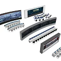 Modern Control Room Workstations With Curved Screens Multiple Displays Control Panels And Seats 3d model
