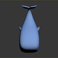 Blue Cartoon Whale Character With 3D Rendered Tail And Flipper Details