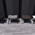 Four Modern Stools With Varied Designs On Gray Wooden Floor Against Dark Wall