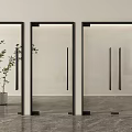 Three Modern Interior Hinged Doors With Glass Panels And Black Frames 3d model
