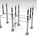 Industrial Factory Electrical Support Framework With Metal Columns And Insulators 3d model