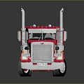Red Semi Truck With Chrome Accents Twin Exhaust Pipes And Shiny Finish