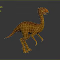 Orange Dinosaur With Long Neck Red Crest Standing Open Mouth On Gray Background