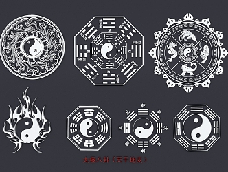 Taiji Bagua Heavenly Gan Earth Branch Yin Yang Five Elements Eight Ranks Figure Hollow Carving 3d model