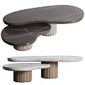Modern Tea Table And Chairs With Marble Tabletop And Unique Textured Legs Design