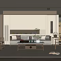 New Chinese Song Style Living Room Sofa Coffee Table Multi-person Sofa Leisure Chair Floor Lamp 3d model