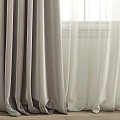 Gray Curtain With Soft Fabric And Elegant Drape For Home Interior Design 3d model
