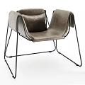 Gray Leather Accent Chair With Black Metal Frame Modern Design Armrests And Comfortable Seat