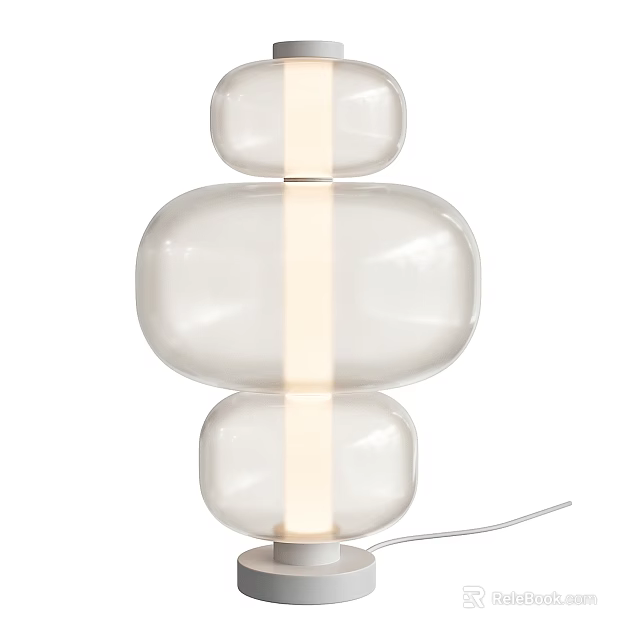 Modern Stacked Circular Transparent Glass Table Lamp With Soft Light And Stable Base Design 3d model 