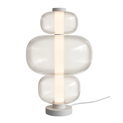 Modern Stacked Circular Transparent Glass Table Lamp With Soft Light And Stable Base Design 3d model