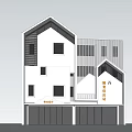 Modern Multi Story Building Exterior With Garage And EV Charging Station
