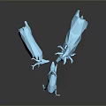 Modern Geometric Blue Deer Sculptures Large And Small On Reflective Dark Background