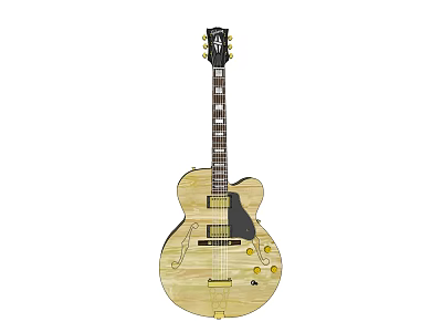 Vintage Wooden Acoustic Guitar With Classic Body Design And Golden Pickups 3d model