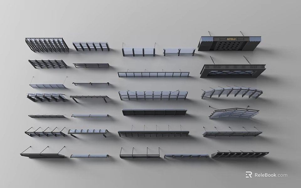 Various Modern Outdoor Awnings Collection With Different Styles And Structures 3d model