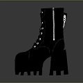 Black Lace Up Platform Boots With Chain Detail And Chunky Soles