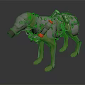 Futuristic Mechanical Dog Game Character With Metal Armor And Red Details