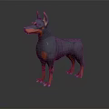 Grey and Orange Doberman Dog Doll Standing 3D Model with Realistic Details