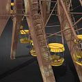 Classic Ferris Wheel Amusement Equipment With Yellow Cabins And Metal Frame Design