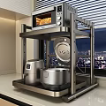 Stainless Steel Multi Tiered Kitchen Rack Holding Oven Air Fryer And Rice Cooker