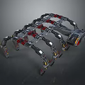 Multi Legged Mechanical Spider Robot With Metal Structure And Red Black Components 3d model