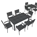 Modern Outdoor Table Set With Six Metal Chairs For Patio Use