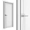 Stylish Hinged Doors With Geometric Pattern Glass And Golden Handles In Neutral Gray