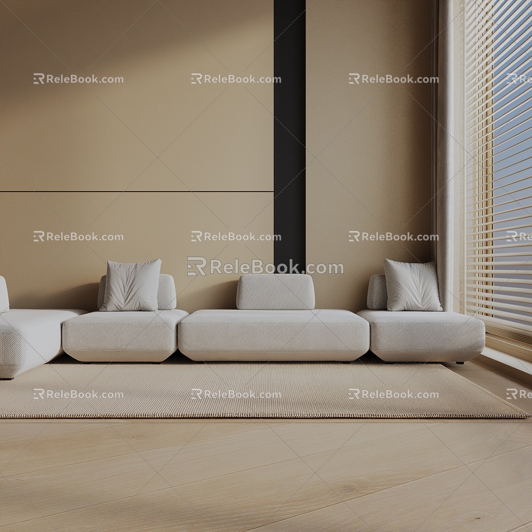 Modern three-seat sofa 3d model