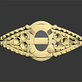 Luxurious Gold Ring With Large Gemstone And Small Diamond Decorations On Shiny Band