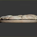 Freshly Baked Golden Brown Round Flatbread Sliced On Wooden Serving Plate