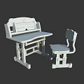 Blue Children's Study Desk And Matching Chair Set With Simple Design