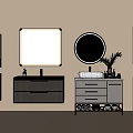 Various Modern Bathroom Vanity Combinations With Mirrors Sinks And Storage Cabinets 3d model