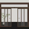 Modern Automatic Glass Door With Brass Frame And Sensor In Interior Space 3d model